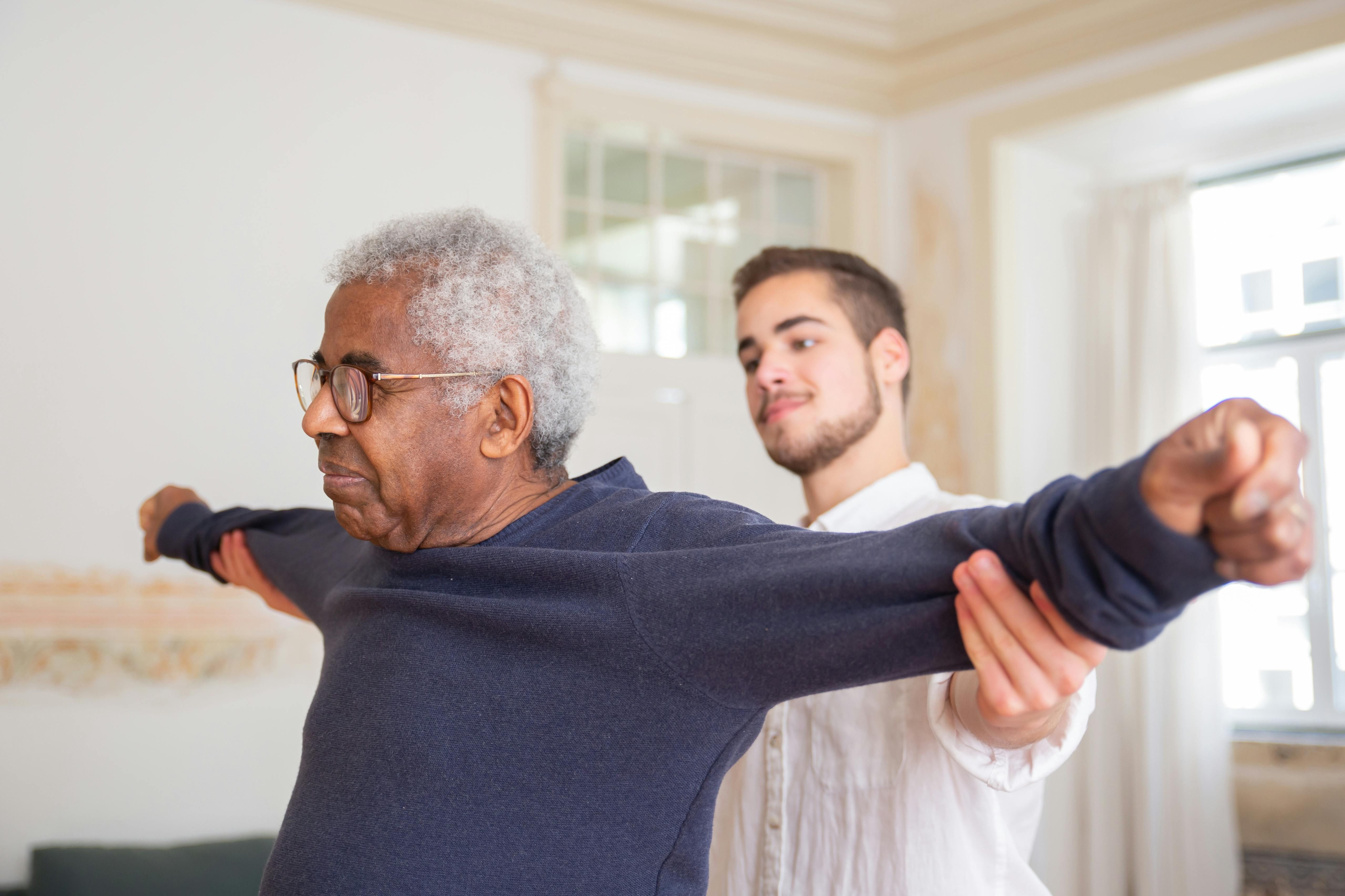 Resident in physical therapy session at Momence Meadows Nursing & Rehabilitation